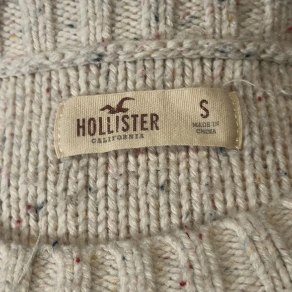 women’s small confetti sprinkle & cream cotton blend Hollister Cableknit sweater - Picture 3 of 5